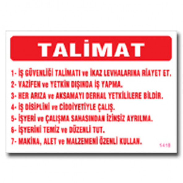 SÖNSAN UYARI LEVHALARI  TALİMATLAR 25 35 CM PVC ürün görseli 1
