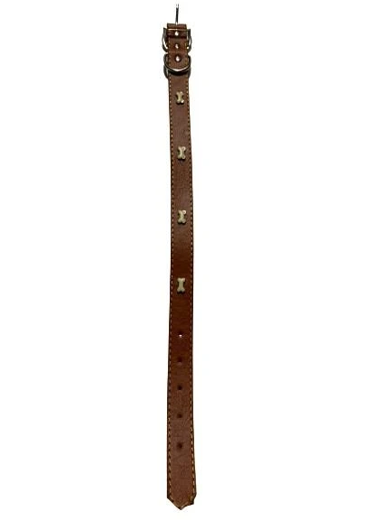 ANS Kemikli Deri Köpek Tasması 55cm - Resim 3