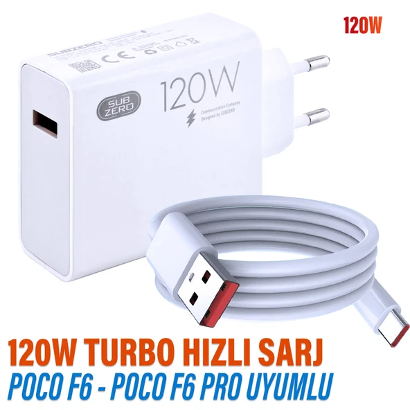 POCO F6 - POCO F6 Pro Turbo Hızlı Şarj Aleti 120W Type-C HIZLI Şarj ve Kablosu ürün görseli 1