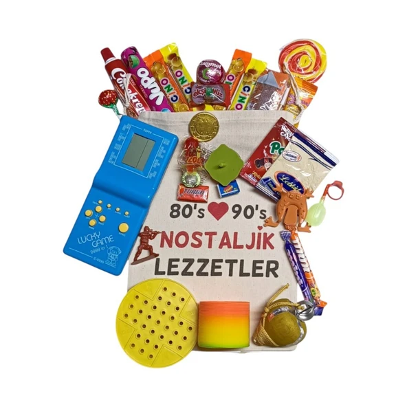 Kese Mavi Tetrisli Nostaljik Hediye Paketi 80'ler 90'lar ürün görseli 1