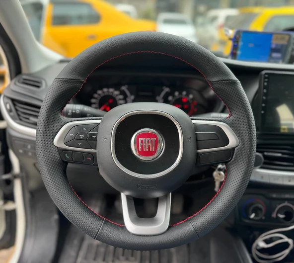 Fiat Egea Araca Özel Direksiyon Kılıfı 2015-2019 (Nokta Düz) ürün görseli 1