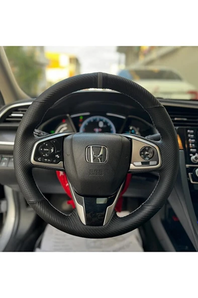 Honda Civic Fc5 Araca Özel Direksiyon Kılıfı (Karbon Nokta GRİ YÜZÜK) ürün görseli 1