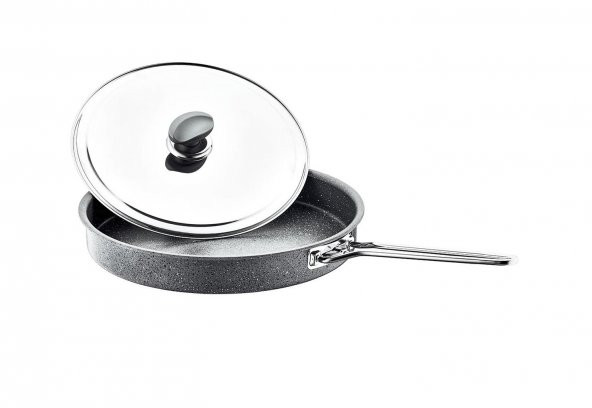 OMS Granit Hamsi Tava Metal Kapak 32x4cm Gri 3222 ürün görseli 1