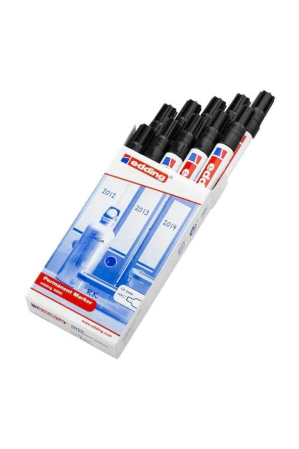 Edding Markör Permanent Yuvarlak Uçlu 1.5-3 MM Siyah (10 Lu Paket) ürün görseli 1