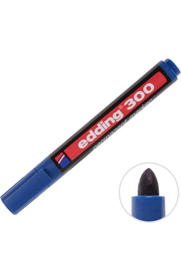 Edding Markör Permanent Yuvarlak Uçlu 1.5-3 MM Mavi 300 (1 Paket 10 Adet) ürün görseli 1