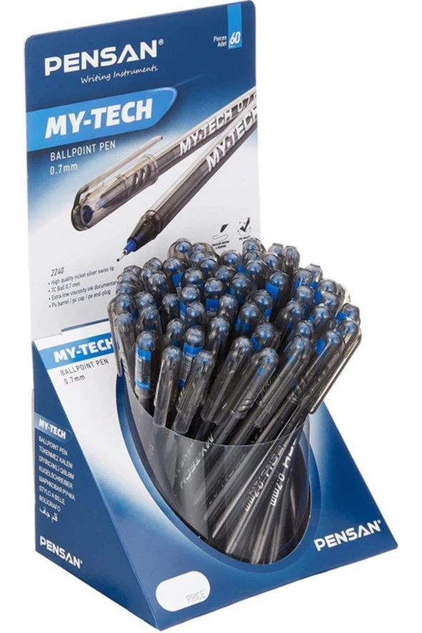 Pensan Tükenmez Kalem My-Tech 0.7 MM Mavi 60 LI 2240 (60 Lı Paket) ürün görseli 1