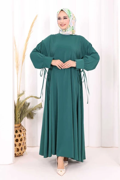 Bağlama Detaylı Elbise 6015 Zümrüt ürün görseli 1