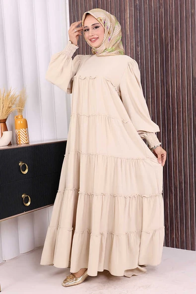 Dubai Katlı Salaş Elbise 6023 Taş - Resim 2