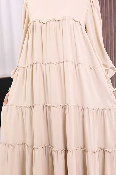 Dubai Katlı Salaş Elbise 6023 Taş - Resim 5