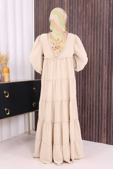 Dubai Katlı Salaş Elbise 6023 Taş - Resim 3