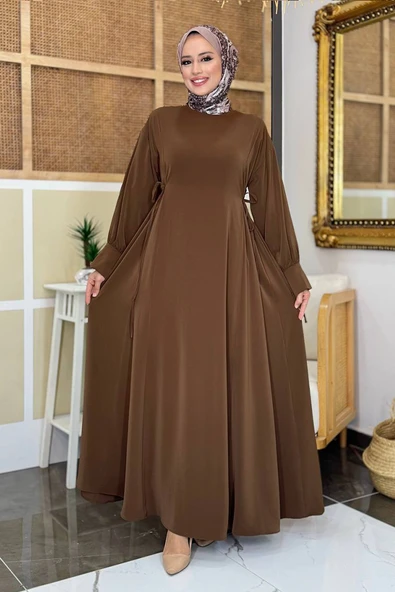 Bağlama Detaylı Elbise 6015 Kahverengi ürün görseli 1