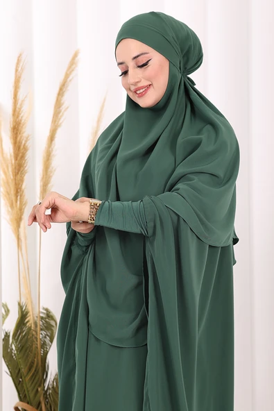 Sufleli Cilbab 6024 Zümrüt - Resim 6