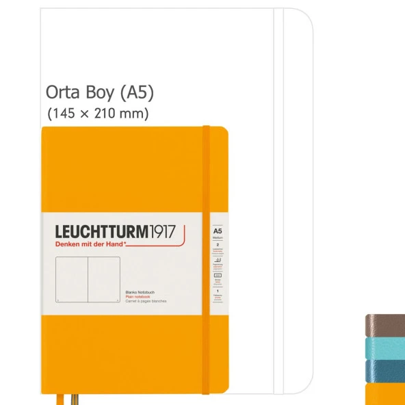 Leuchtturm1917 Not Defteri Orta Boy (A5), Sert Kapak, 251 Numaralandırılmış Sayfa, Rising Serisi, ürün görseli 1