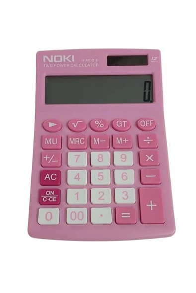 Noki H-MC010 Pembe Hesap Makinesi - 12 Haneli Pilli ve Güneş Enerjili ürün görseli 1