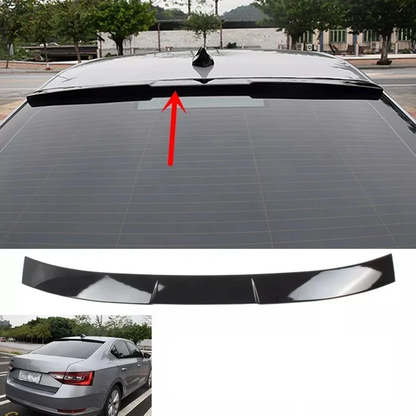 AUTOGP Skoda süper b cam üstü spoiler pianoblack boyalı yarasa 2020+ ürün görseli 1