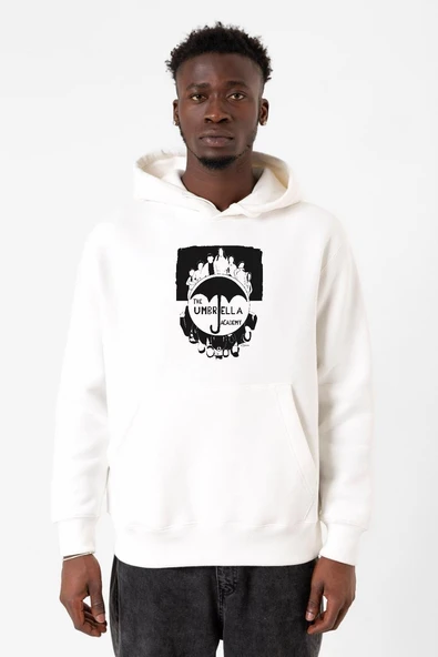 The Umbrella Academy Dark Essential Beyaz Erkek 3ip Kapşonlu Sweatshirt ürün görseli 1