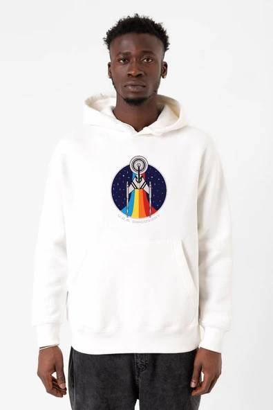 Star Trek Discovery Retro Ship Beyaz Erkek 3ip Kapşonlu Sweatshirt ürün görseli 1