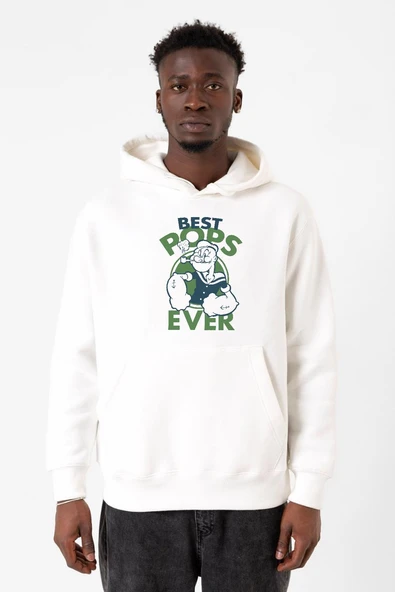 Popeye Best Pops Ever Beyaz Erkek 3ip Kapşonlu Sweatshirt ürün görseli 1