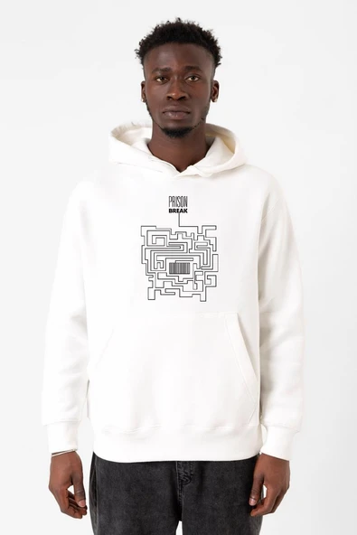 Prison Break Labyrinth Beyaz Erkek 3ip Kapşonlu Sweatshirt ürün görseli 1