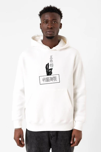 Jujutsu Kaisen Anime Gojo Satoru Beyaz Erkek 3ip Kapşonlu Sweatshirt ürün görseli 1