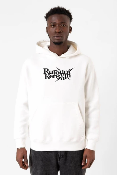Rurouni Kenshin Letter Logo Beyaz Erkek 3ip Kapşonlu Sweatshirt ürün görseli 1