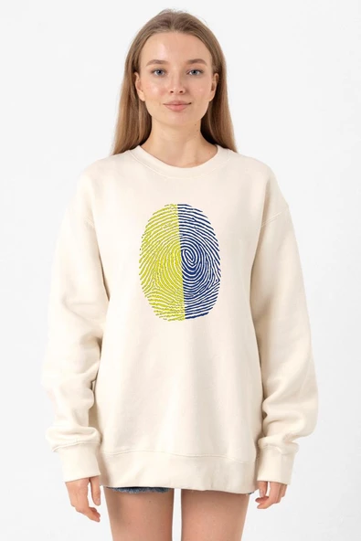 Sarı Lacivert Parmak İzi Ekru Kadın 2ip Sweatshirt ürün görseli 1