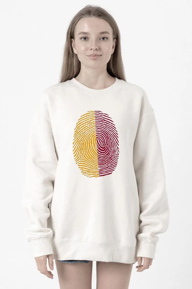 Sarı Kırmızı Parmak İzi Beyaz Kadın 2ip Sweatshirt ürün görseli 1