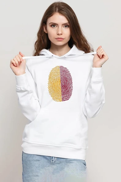 Sarı Kırmızı Parmak İzi Beyaz Kadın 3ip Kapşonlu Sweatshirt ürün görseli 1