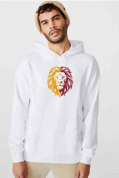Sarı Kırmızı Leon Beyaz Erkek 3ip Kapşonlu  Sweatshirt ürün görseli 1