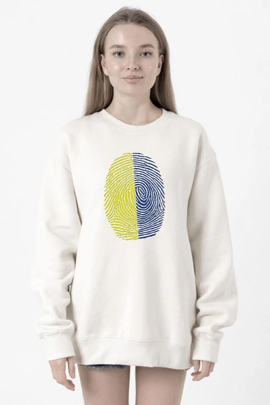 Sarı Lacivert Parmak İzi Beyaz Kadın 2ip Sweatshirt ürün görseli 1
