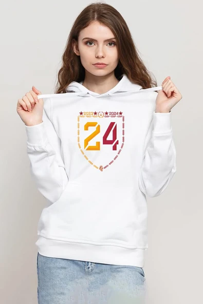 24 Şampiyonluk Beyaz Kadın 3ip Kapşonlu Sweatshirt ürün görseli 1