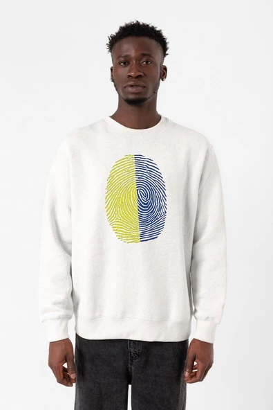 Sarı Lacivert Parmak İzi Beyaz Erkek 2ip Sweatshirt ürün görseli 1