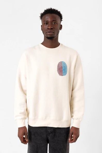 Bordo Mavi Parmak İzi Ekru Erkek 2ip Sweatshirt ürün görseli 1