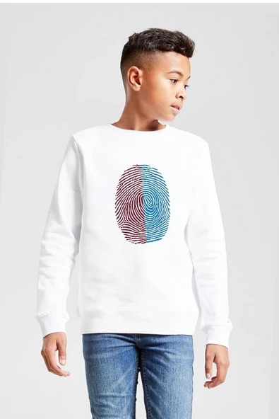 Bordo Mavi Parmak İzi Beyaz Çocuk 2ip Sweatshirt ürün görseli 1