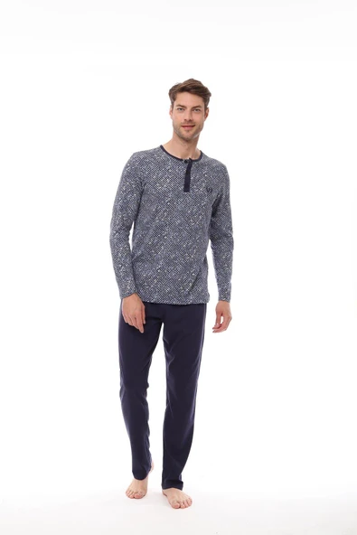 Pijadore 1535 Erkek Lacivert Uzun Kollu Pijama Takım ürün görseli 1