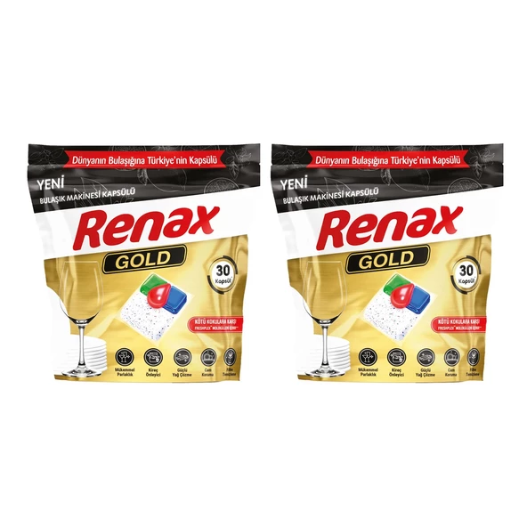 Renax Gold Bulaşık Makinesi Kapsülü Hepsi Bir Arada 30 lu x 2 Adet (60 Kapsül) ürün görseli 1