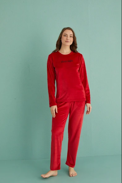 Gd Goldoremi 13166-18 Kadın Slient Night Kadife Uzun Kol Pijama Takım ürün görseli 1