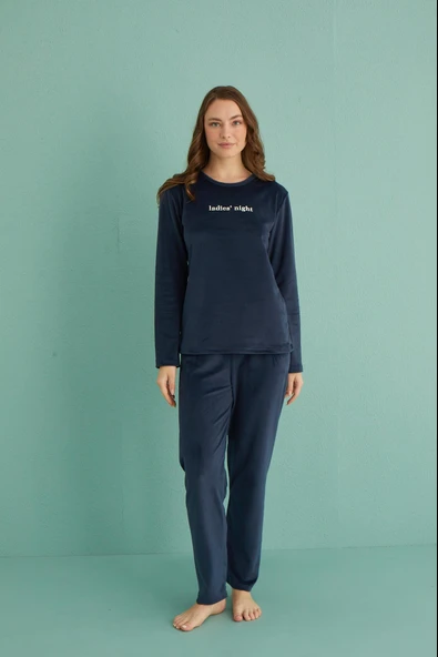 Gd Goldoremi 13166-11 Kadın Ladies Night Kadife Uzun Kol Pijama Takım ürün görseli 1