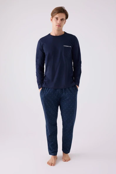 Arnetta 3146 Erkek Mornig Vibes Lacivert Uzun Kol Pijama Takım ürün görseli 1