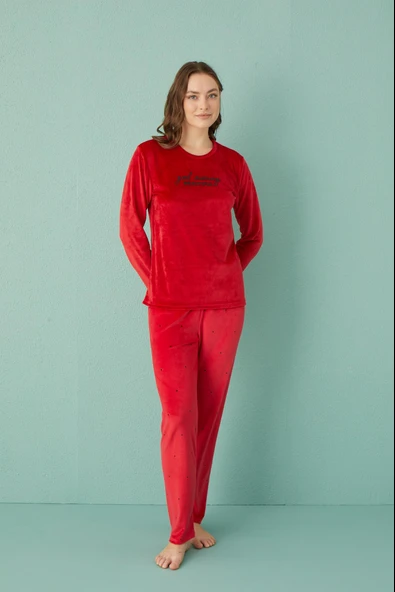 Gd Goldoremi 13312-6 Kadın Good Morning Beautiful Kadife Pijama Takım ürün görseli 1