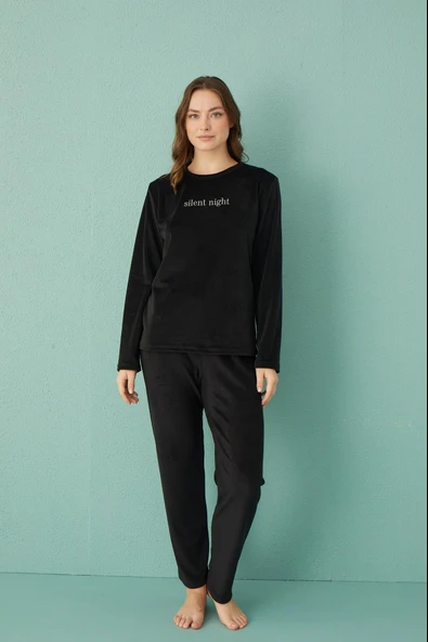 Gd Goldoremi 13166-17 Kadın Slient Night Kadife Uzun Kol Pijama Takım ürün görseli 1