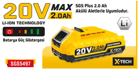 SGS 20 VOLT YEDEK BATARYA (2.0Ah) - Resim 2
