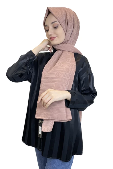 Cardion Capri Jakar Şal - Capri Kumaş Jakarlı Desenli Şal 01119  KOYU GÜL KURUSU ürün görseli 1