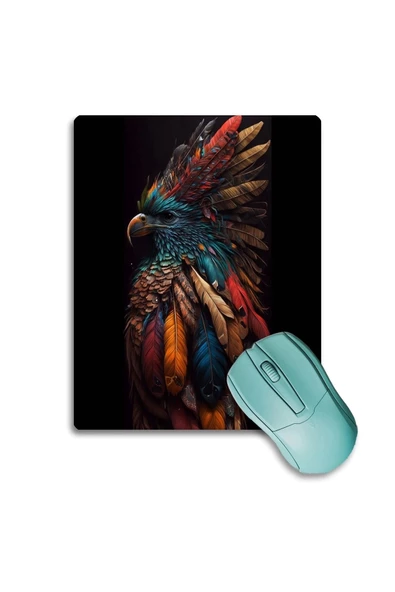 SonicTouch Kızılderili Kartal Temalı Kaydırmaz Gaming Oyuncu Dikişsiz Siyah Yeşil Mouse Pad17x21cm ürün görseli 1