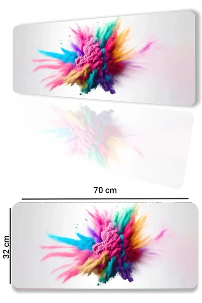 SonicTouch Duman Smoke Kaymaz Gaming Oyuncu Masaüstü Dikişsiz Yeşil Pembe Sarı Klavye Mouse Pad 32x70Cm ürün görseli 1