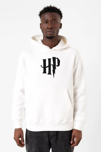 HP Logo Beyaz Erkek 3ip Kapşonlu Sweatshirt ürün görseli 1
