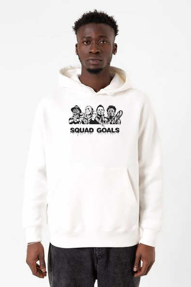 Horror Movie Squad Goals Beyaz Erkek 3ip Kapşonlu Sweatshirt ürün görseli 1
