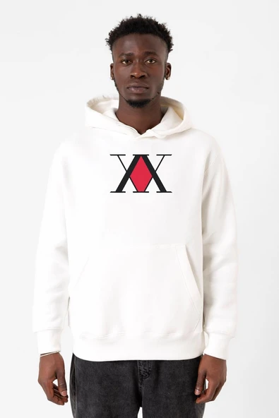 Hunter x Hunter Anime Logo Beyaz Erkek 3ip Kapşonlu Sweatshirt ürün görseli 1