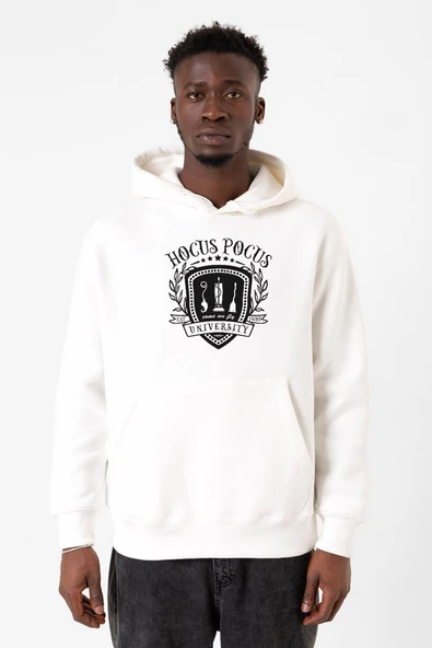 Hocus Pocus University Beyaz Erkek 3ip Kapşonlu Sweatshirt ürün görseli 1