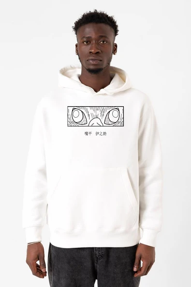 Demon Slayer Anime Inosuke Hashibira Eyes Beyaz Erkek 3ip Kapşonlu Sweatshirt ürün görseli 1